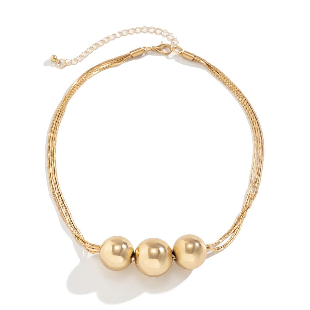 Accessories, exaggerated punk multi-layer chain stacked necklaces, geometric ball personalized niche necklaces