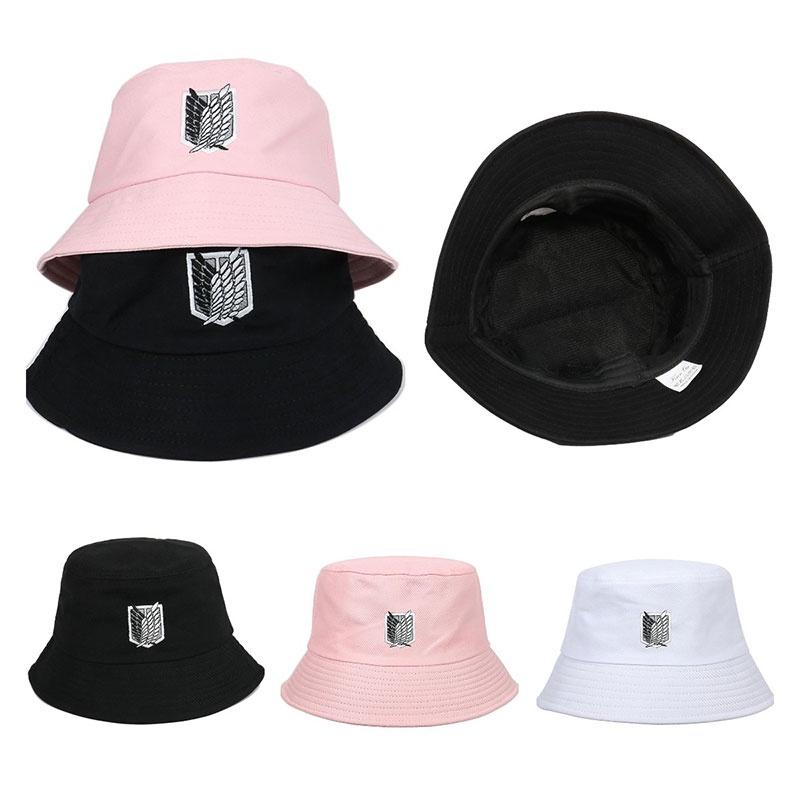 Stylish Attack On Titan Flat Top Basin Hat For Beach And Outdoor Activities, Sun-proof Wide Brim Bucket Hat
