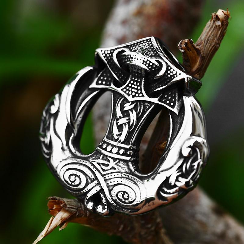 BEIER thor's hammer mjolnir pendant necklace viking scandinavian norse viking necklace with stainless steel chain BP8-384