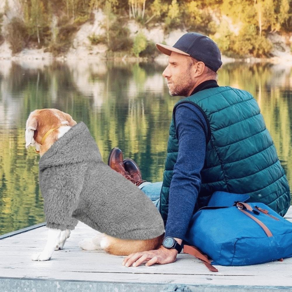 Einfarbiger warmer Hunde-Fleece-Hoodie Weicher kuscheliger Welpen-Kapuzenmantel Doppelseitiger Plüsch Tier-Fleece-Kostüm für drinnen