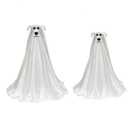 Halloween Decoration Light-Up Spooky Ghost Dog Statue Battery Operated Remote String Lights Front Door Porch Yard Lawn Decor