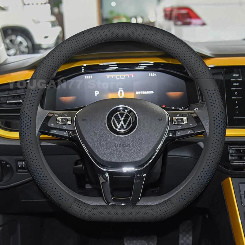 Leather Car Steering Wheel Cover For Volkswagen POLO 2024 2015-2025 T-Cross 2025 Ultra Thin Auto Steering Wheel Accessories
