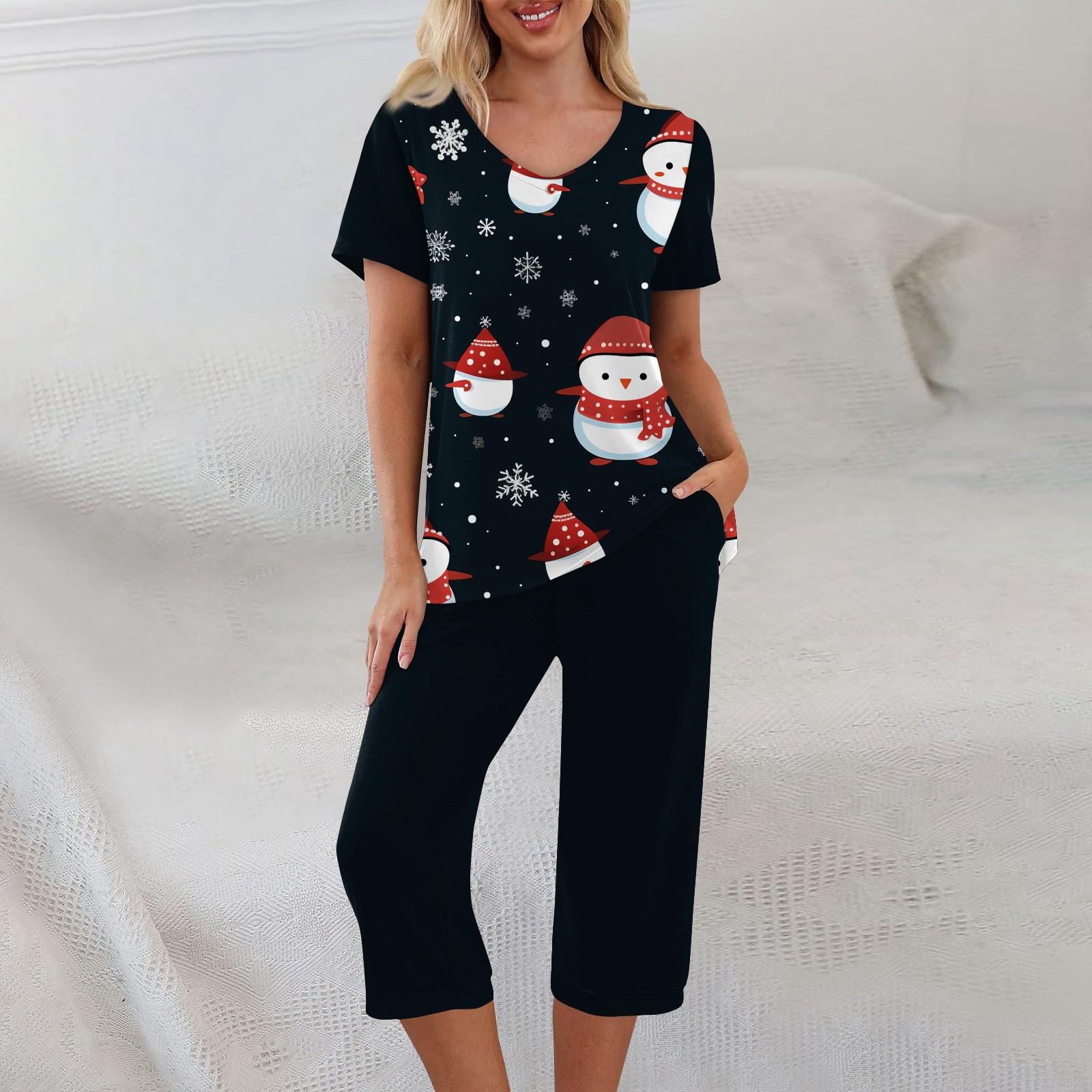 

Комплекты из 2 предметов для женщин, летний топ с короткими рукавами и брюки с карманами, мягкие комплекты для тренировок M чёрный