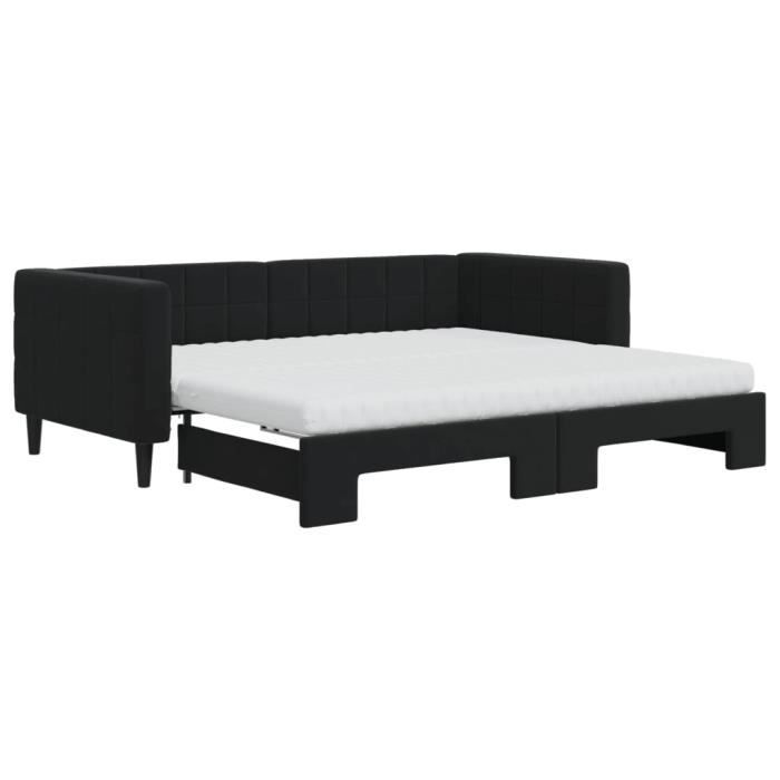 VidaXL Lit de jour avec gigogne et matelas noir 90x190 cm velours 3196730