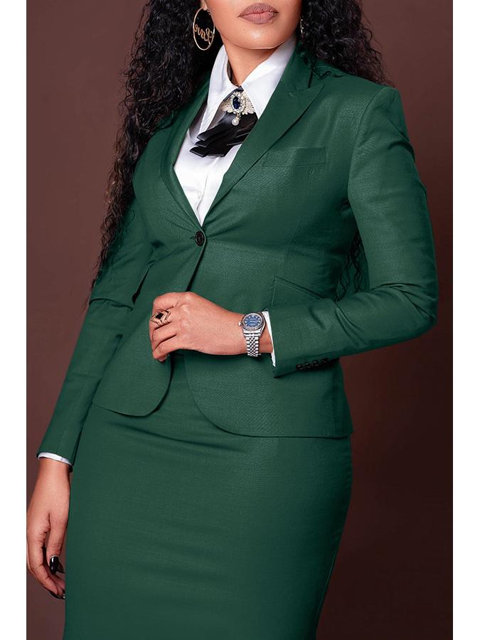 Conjunto de Blazer de Manga Larga y Falda de Moda Europea y Americana para Mujer 2025