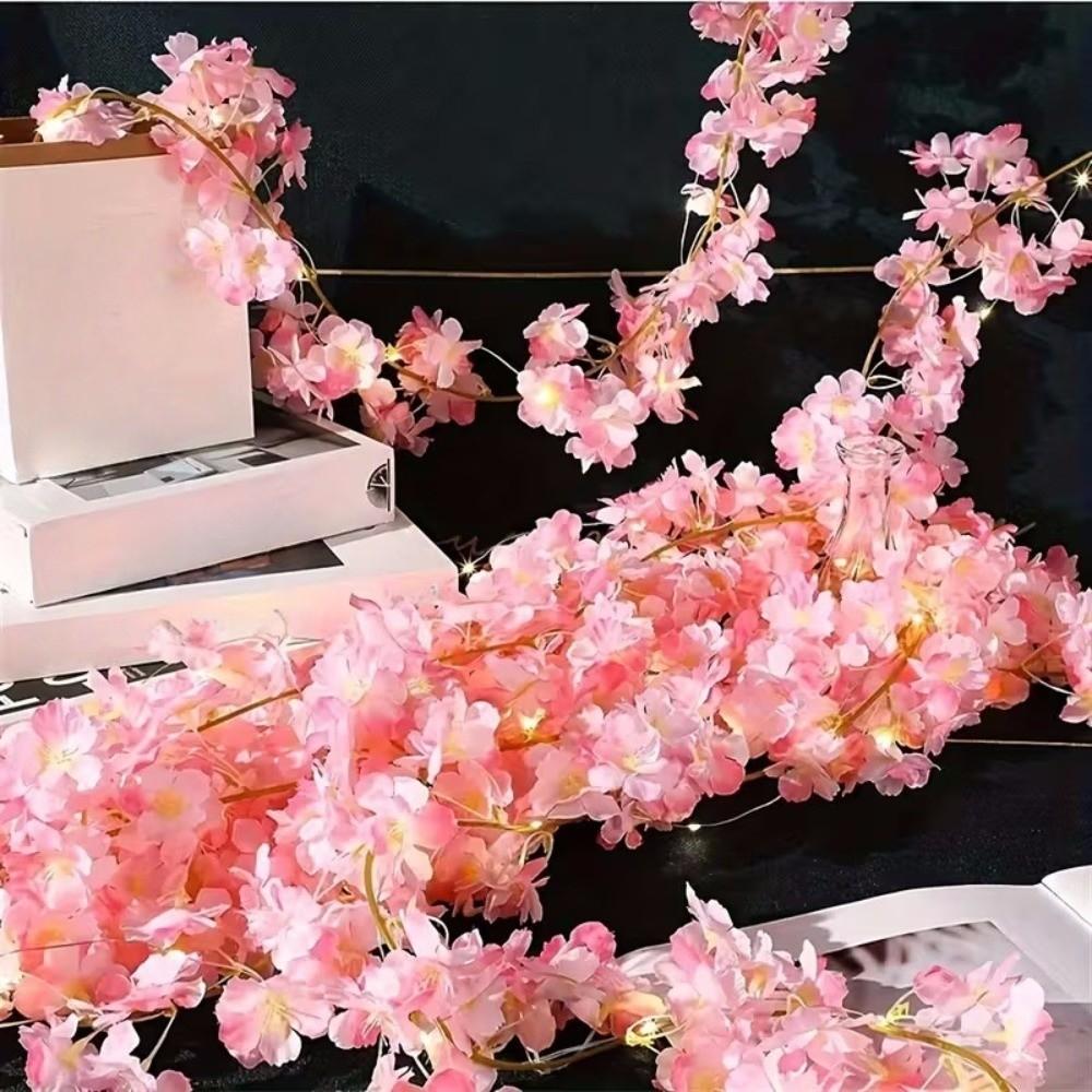 2m 6.56ft Artificial Sakura Vines 20 LEDs Fairy Lights Cherry Blossom String Light  Bridal