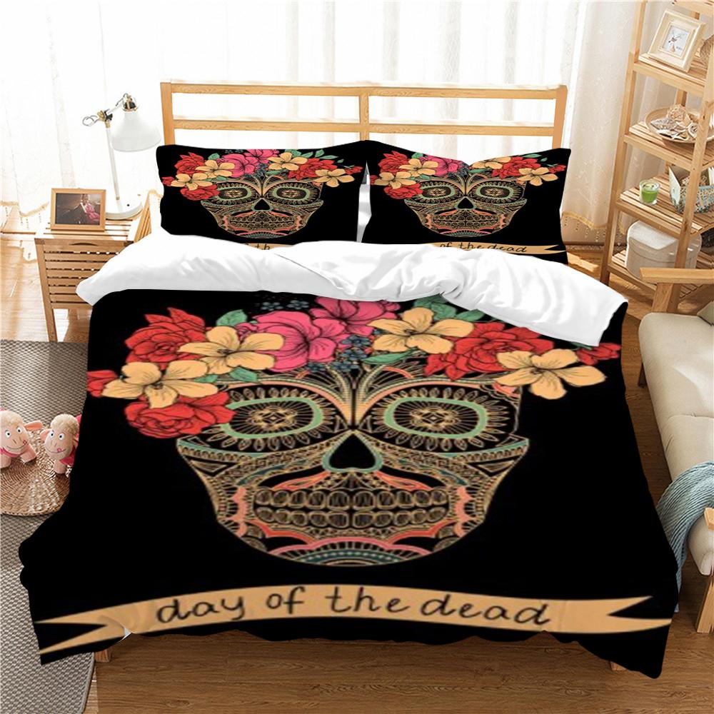 Bettbezug 3D Schädel Druck Bettbezug Set Hohe Qualität Einzelgröße Bettdeckenbezug Set Jungen Mädchen Zuhause Bettwäsche Set