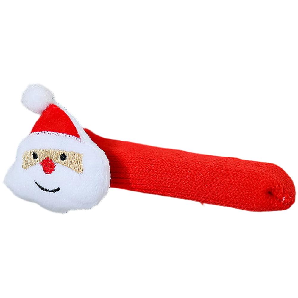 Santa Claus Reindeer Christmas Door Knob Cover Soft Cloth with Jingle Bell for Festive Holiday Room Decoration