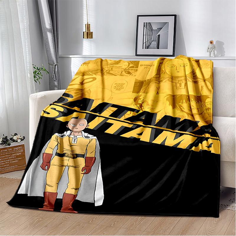 3D One Punch Man Saitama Cartoon Anime Soft Blanket,Soft Throw Blanket for Home Bedroom Bed Sofa Travel Cover Child Gift