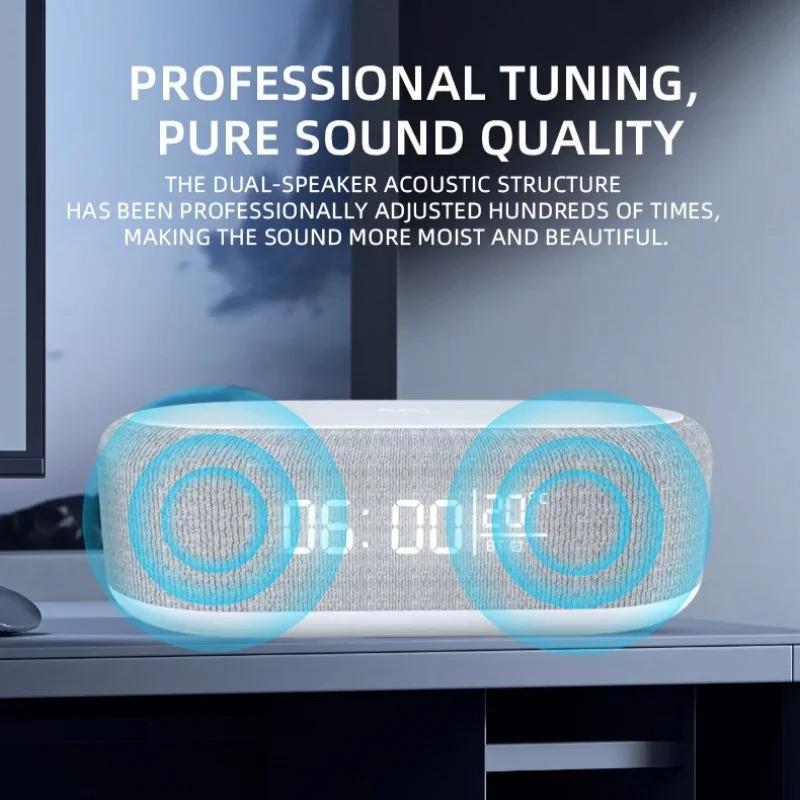 MultiFunction Alarm Clock With Bluetooth Speaker Night Light Mobile Phone 15W Fast Charging Station Wireless Charger for Home