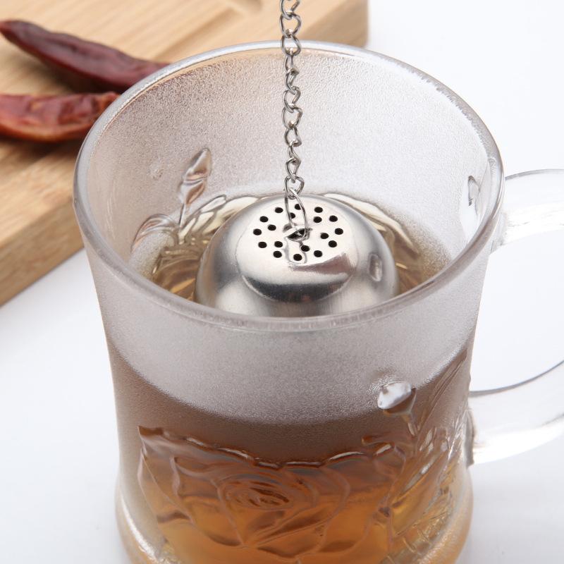 Stainless Steel Tea Infuser Tea Leak Mesh Strainer Hot Pot Spices Seasoning Ball Teapot Filter with Chain Kitchen Accessories