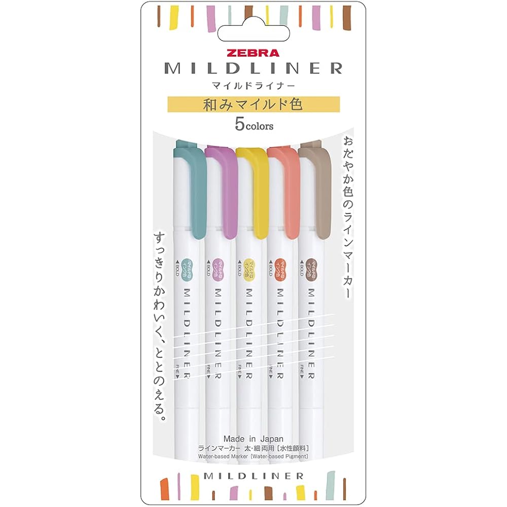 Zebra Highlighter Mild Liner, Mild Color, RC5 Colors, WKT7-5C-RC-N