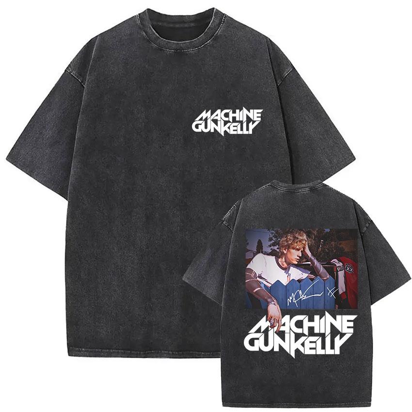 Vintage Washed MGK Lost Americana Tour  Print Tshirt Men Women Harajuku High Quality Fashion Oversized  T Shirts