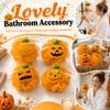 Spugna Rete Luffa a Forma di Zucca di Halloween con Elemento Decorativo in Peluche per la Pulizia Quotidiana del Corpo