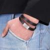 Bracciale intrecciato in pelle da uomo con acciaio inossidabile - Stile europeo e americano