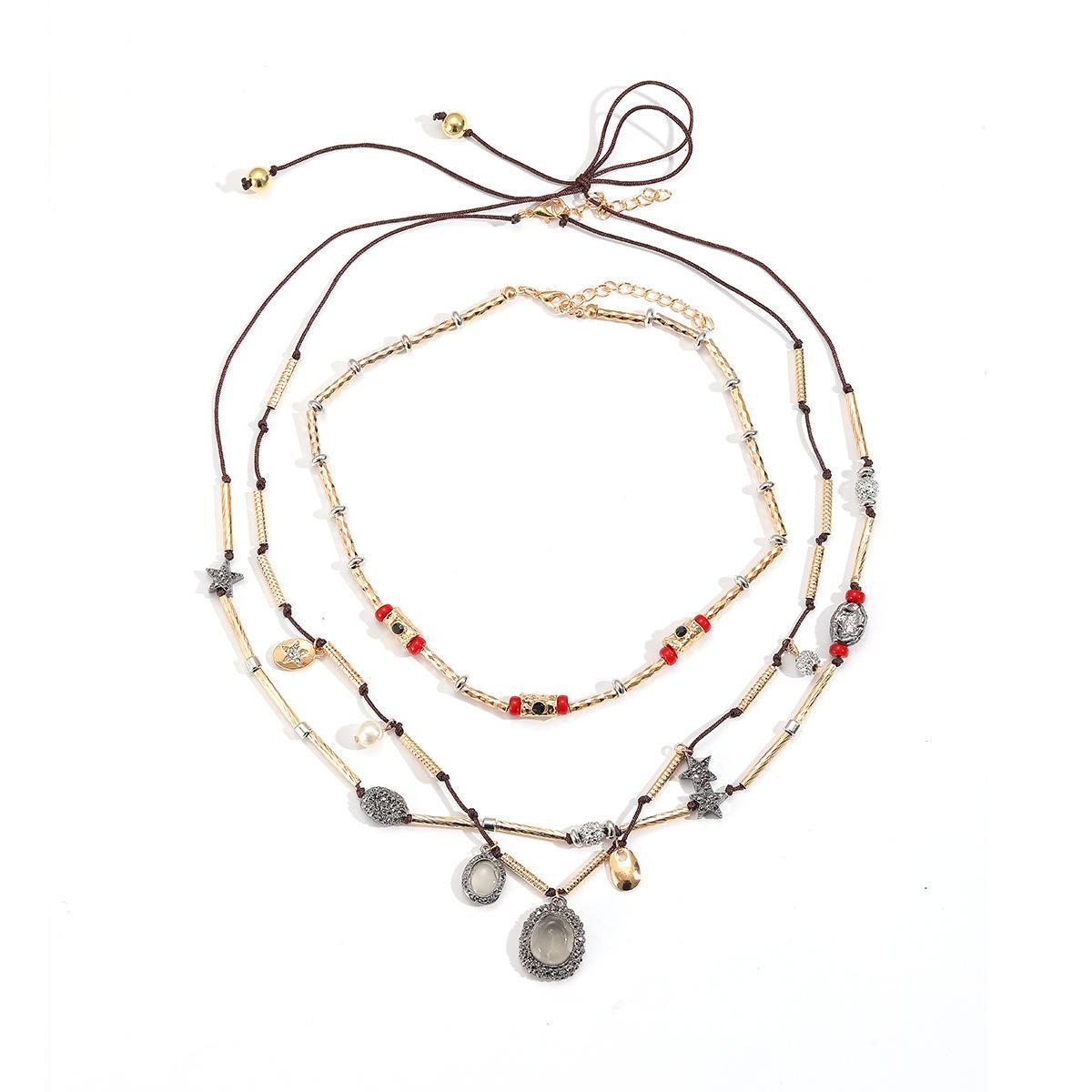 Beach, Ocean, Natural Wind, Women s Necklace, Triple Layered, Wearing Necklace, Five pointed Star Necklace