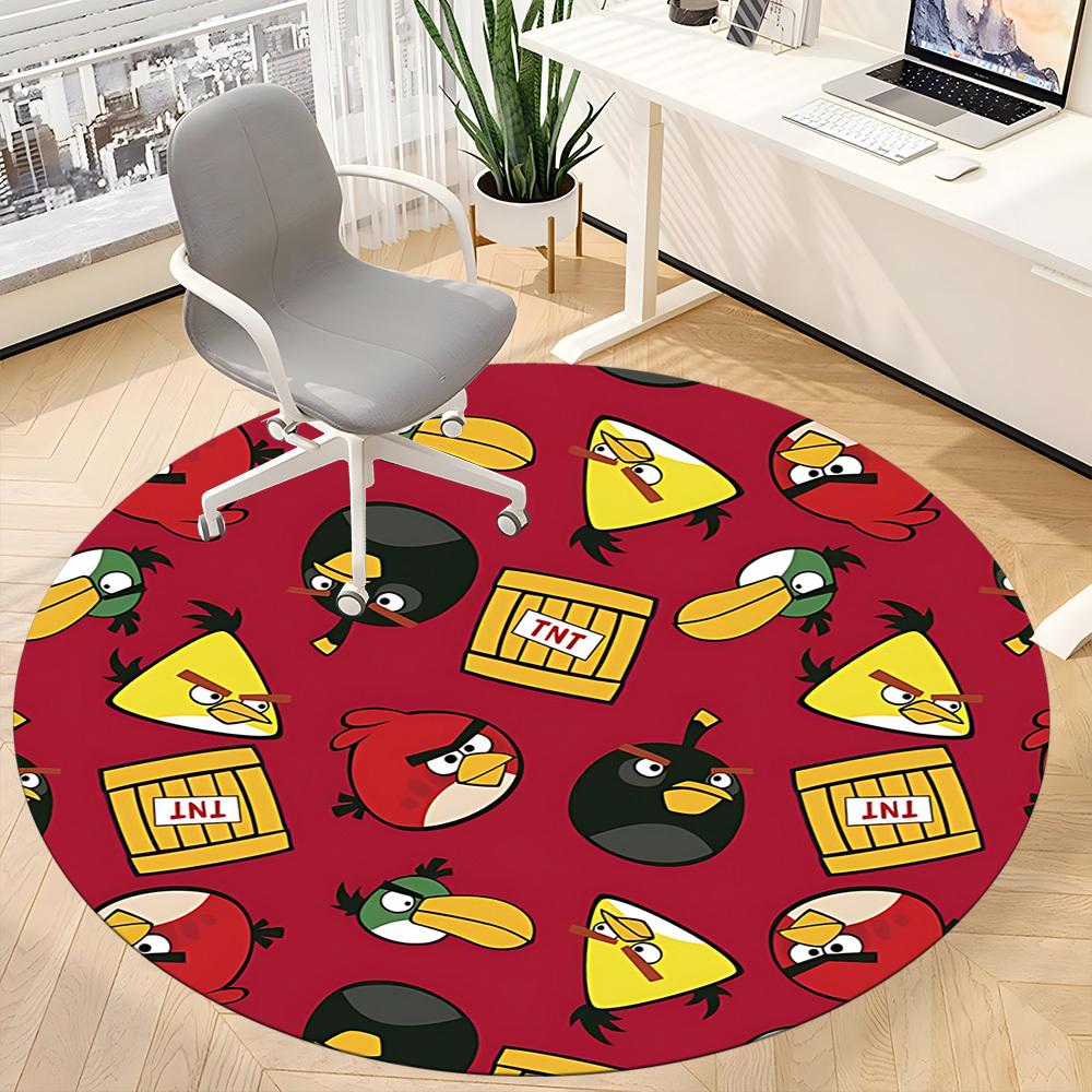 1pc Angry Birds Pattern Office Round Area Rug,Bedroom Living Room Home Decor, Room Deco a1016144