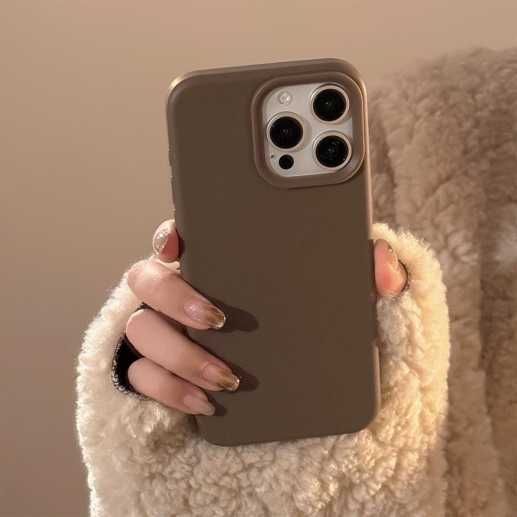 Maillard Solid Color Iphone16pro Max Suitable for 15 Apple 17 Mobile Phone Case 14 High End Simple 13 Anti fall