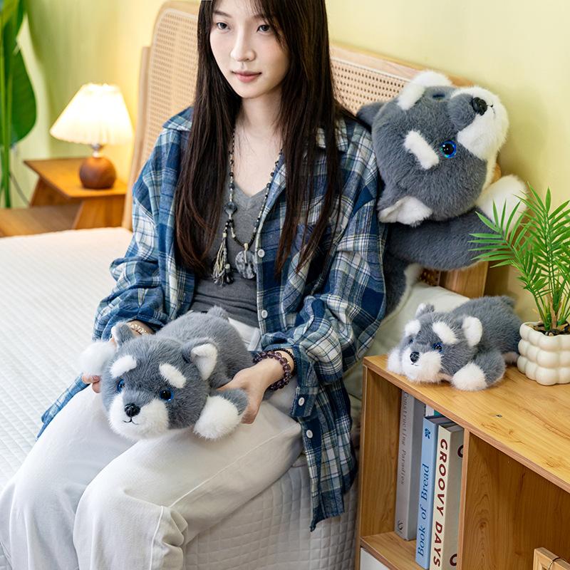 Cute Schnauzer Doll Plush Toy Girl Sleeps with Doll Warm Heart To Accompany Girlfriend Birthday Gift