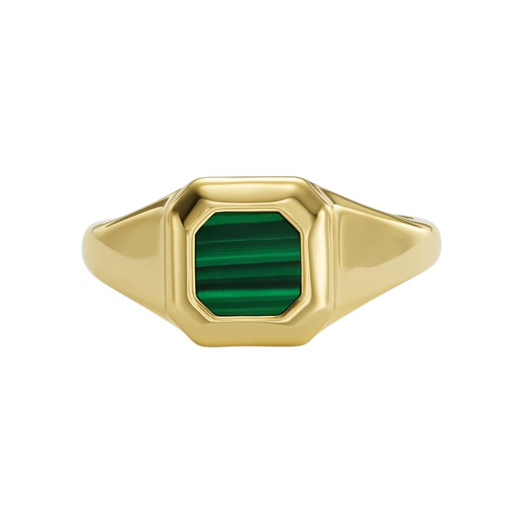 Fossil Women's ALL STACKED UP Green Malachite Signet Ring, JA7232710