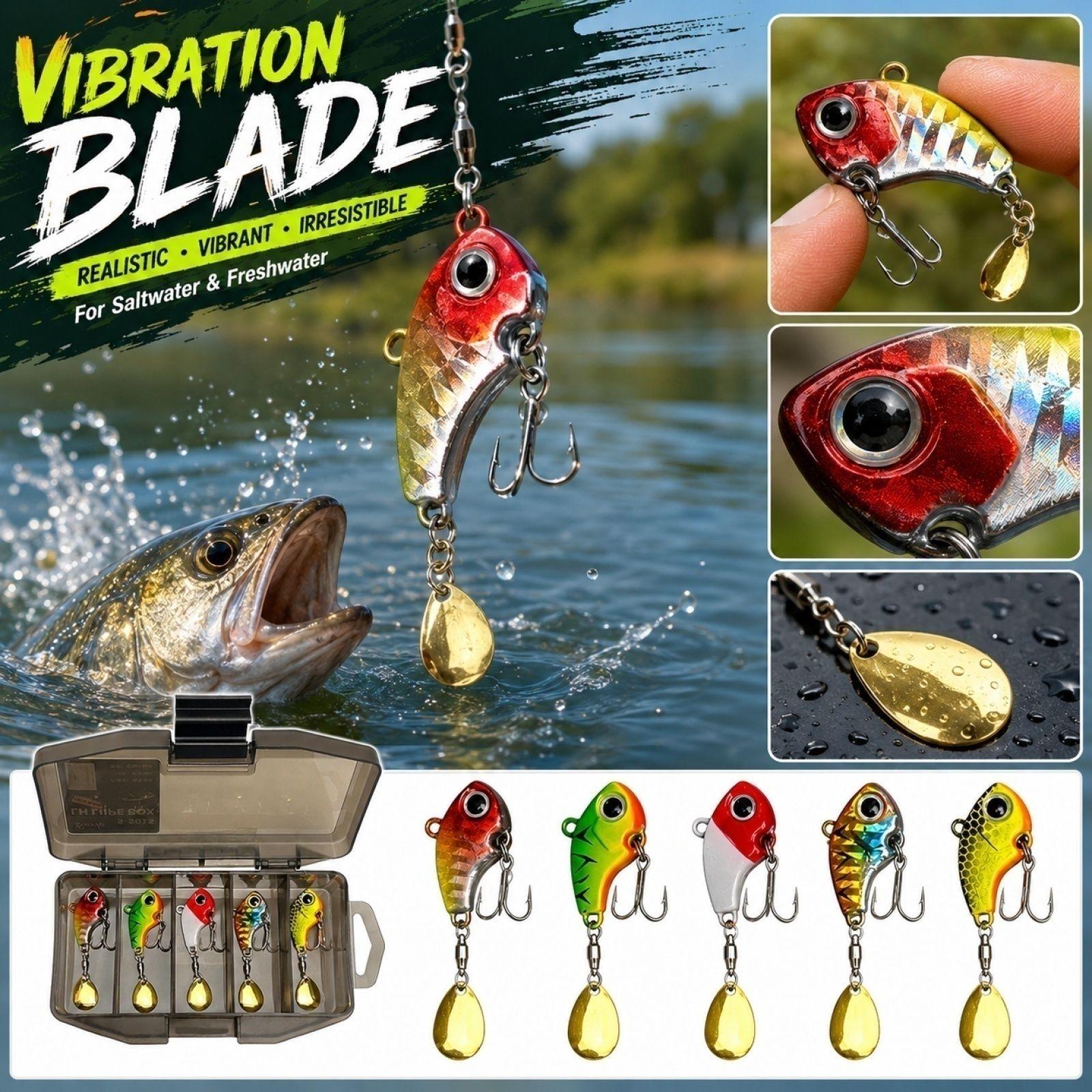 Fishing Lures Set VIB Small Spinner Baits 7g Rotating Blades Hard Baits for Freshwater and Saltwater Fishing Bass Pike Trout one size