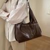 Studded Leather Hobo Bag with Open Top Design Large Capacity Fashion Shoulder Bag