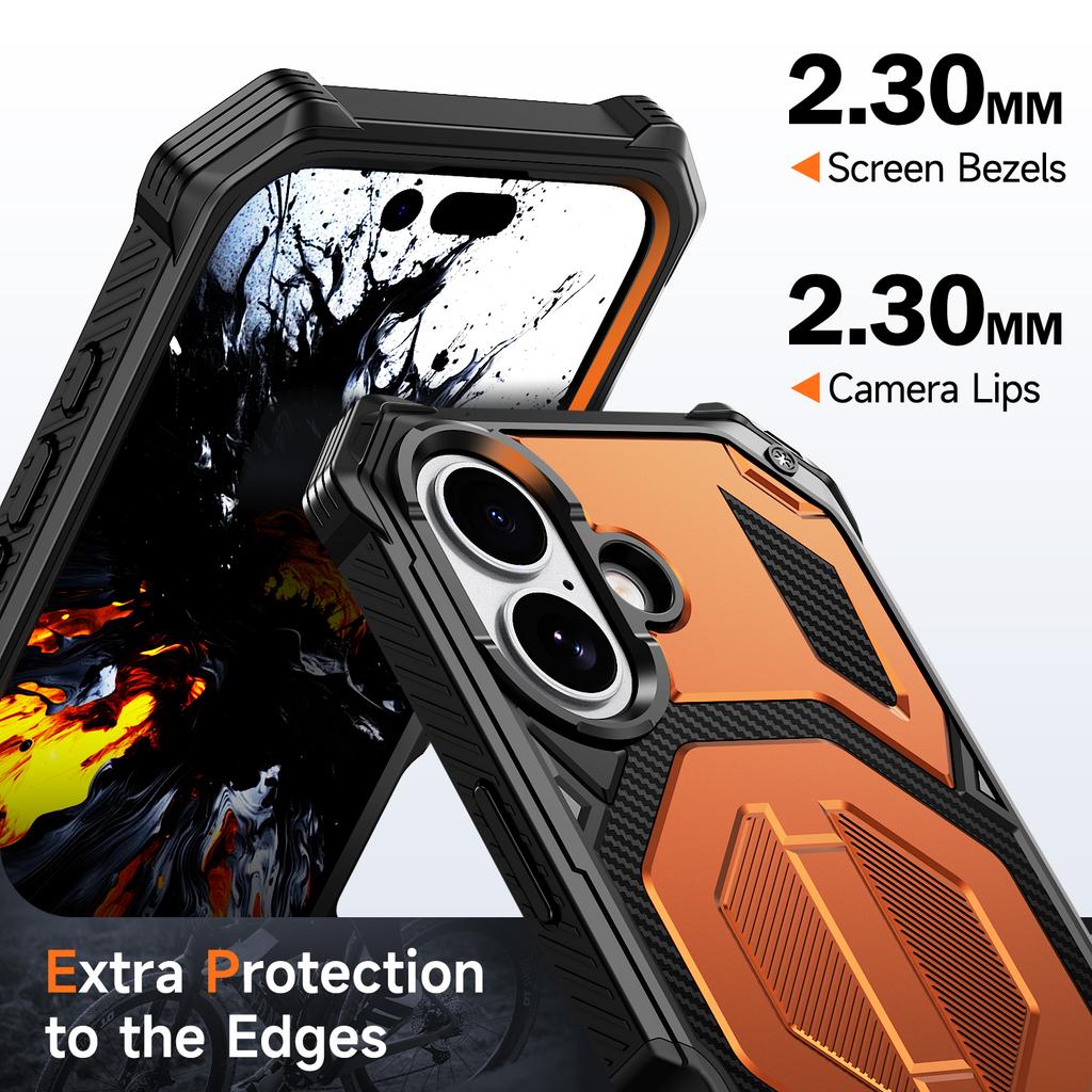 For iPhone 17 Magnetic Case Rotating Kickstand PC + TPU Shockproof Drop-proof Phone Cover
