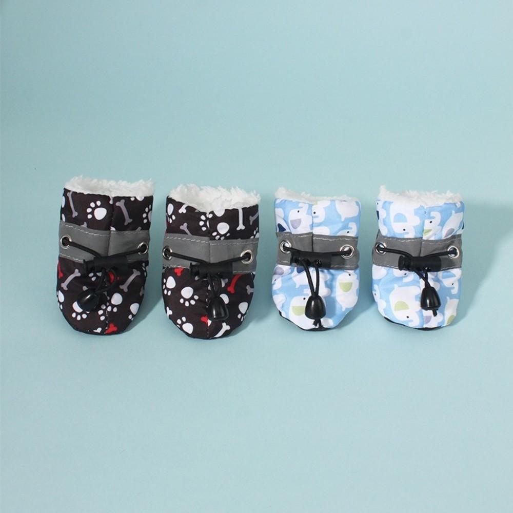4Pcs Anti-slip Pet Shoes Plush Pet Snow Boots Fashion Winter Dog Shoes for Small Medium Dog