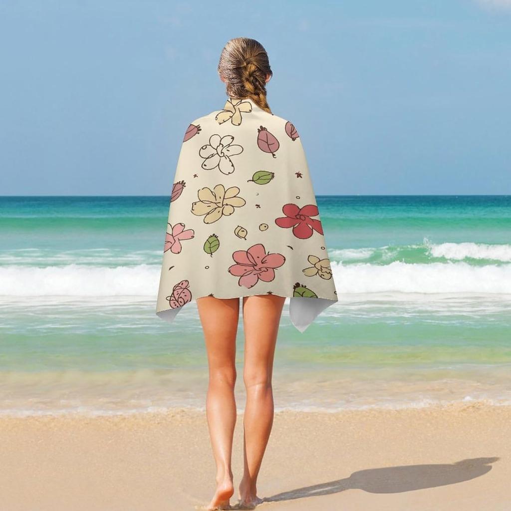 Blumenweiches Strandtuch, Extragroßes Sandfreies Schnelltrocknendes Badetuch, Hochsaugfähige Reise Decke für Pool Schwimmen Camping