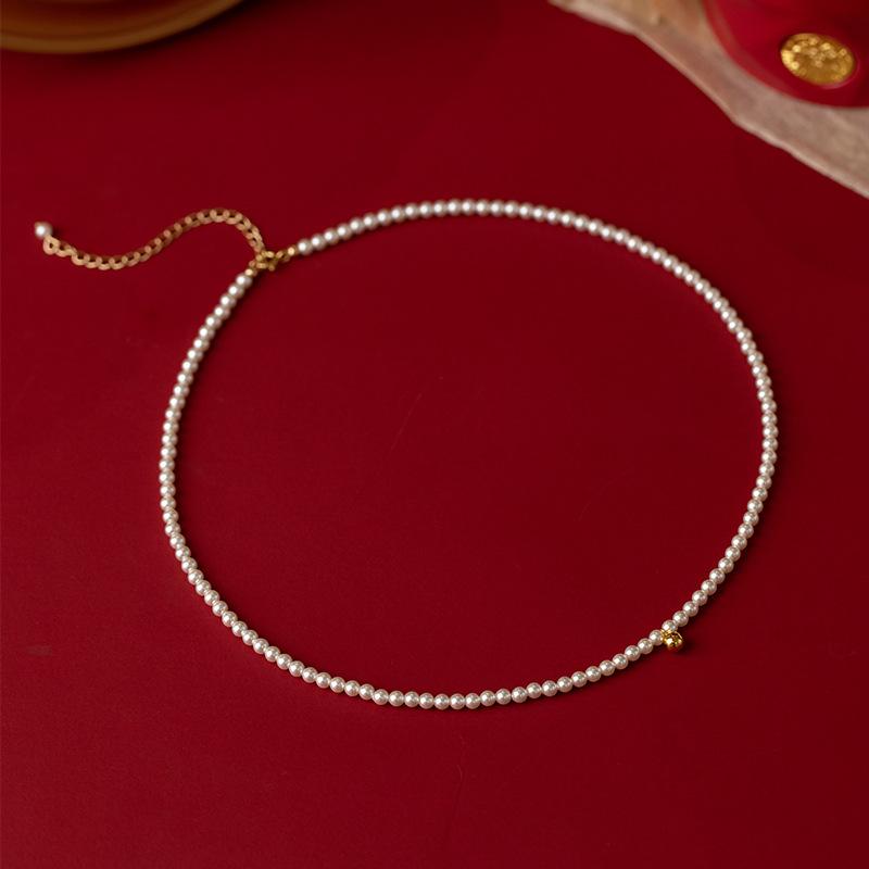 

Choker Natural mother-of-pearl small bead necklace, vintage commuter fashion choker, youthful birthday gift necklace Imported Shijia Pearl Mod