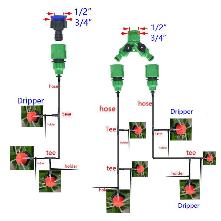 50M-5M DIY Drip Irrigation System Automatic Watering Garden Hose Micro Drip Watering Kits with Adjustable Drippers