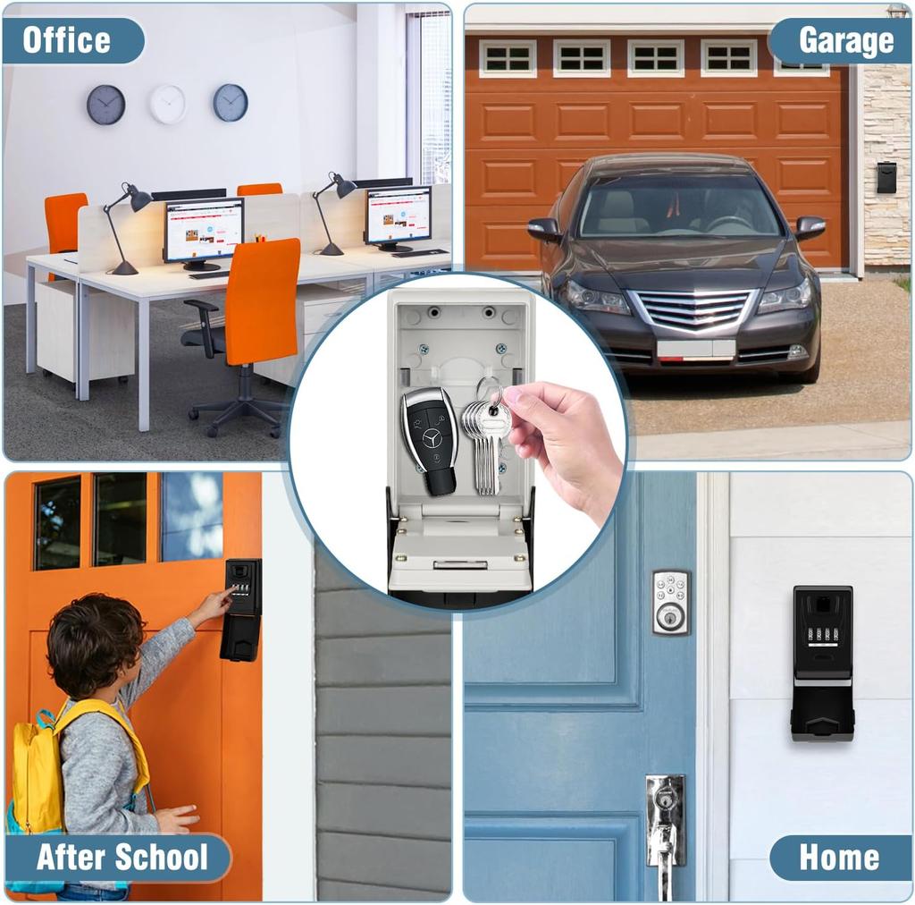 Outdoor Key Safe With Luminous Digital Code Waterproof Sturdy Key Box, Weatherproof Key Safe For Home, Garage, School, Office