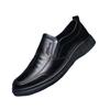 Men's spring new leather shoes men's pure black casual shoes lazy shoes soft-soled shoes