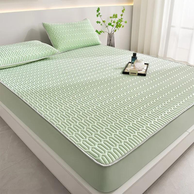 Summer simple latex mat three-piece set household summer thickened mattress ice silk latex mat solid color simple