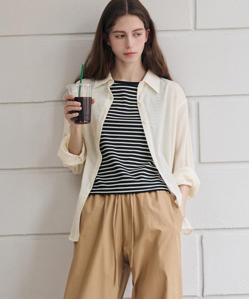 Deuloupisumeon Snappy Wafer Cotton Shirt [White]