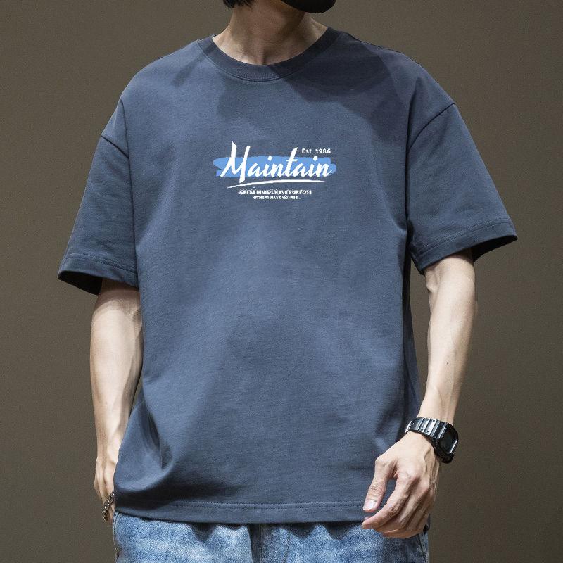 Pure Cotton American Retro Short Sleeved T-shirt for Men's Summer Fashion Brand Design Sense High Street Trendy Mens Ins Style Pure Cotton Half Sleeve