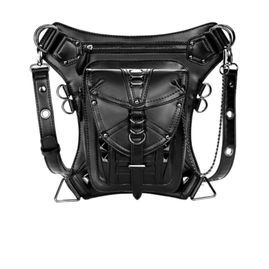 Steampunk Waist Pack Adjustable Bag Hands with Harness for Wanderers, Bikers,