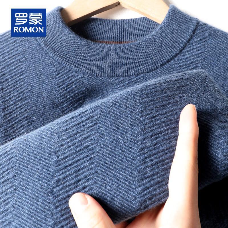 ROMON Men's 100% Cashmere Thick Warm Mock Neck Sweater