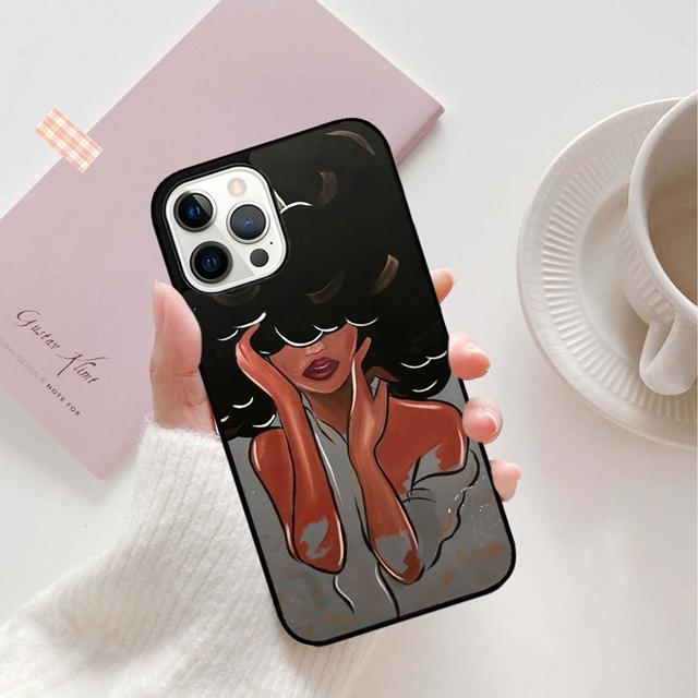 Afro Black Girl Phone Case Back Cover for iPhone 17 Air 16 15 14 13 11 12 Pro Max Plus Shell Coque