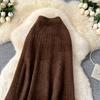 Autumn Winter Women French Elegant Knitted Long Midi Slim Bodycon Fishtail Skirt