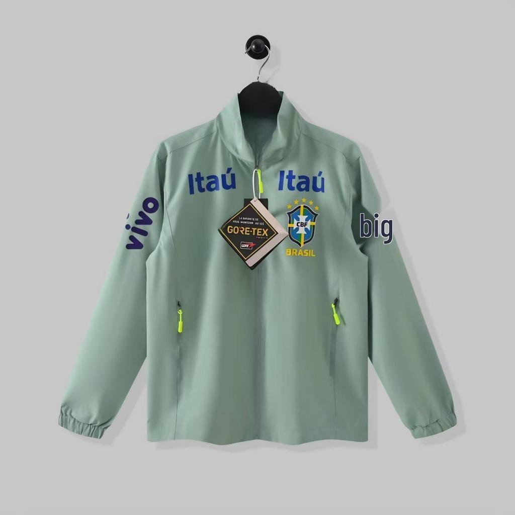 Windjacke Nationalmannschaft Brasilien: Unisex dünne, winddichte, wasserdichte Fußballjacke