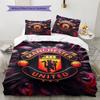 Manchester United FC Muster Bettwäsche Steppdecke Set Bettbezug Kissenbezug Heimdekoration Geburtstagsgeschenk (1 Bettbezug + 2 Kissenbezüge, ohne Füllung)
