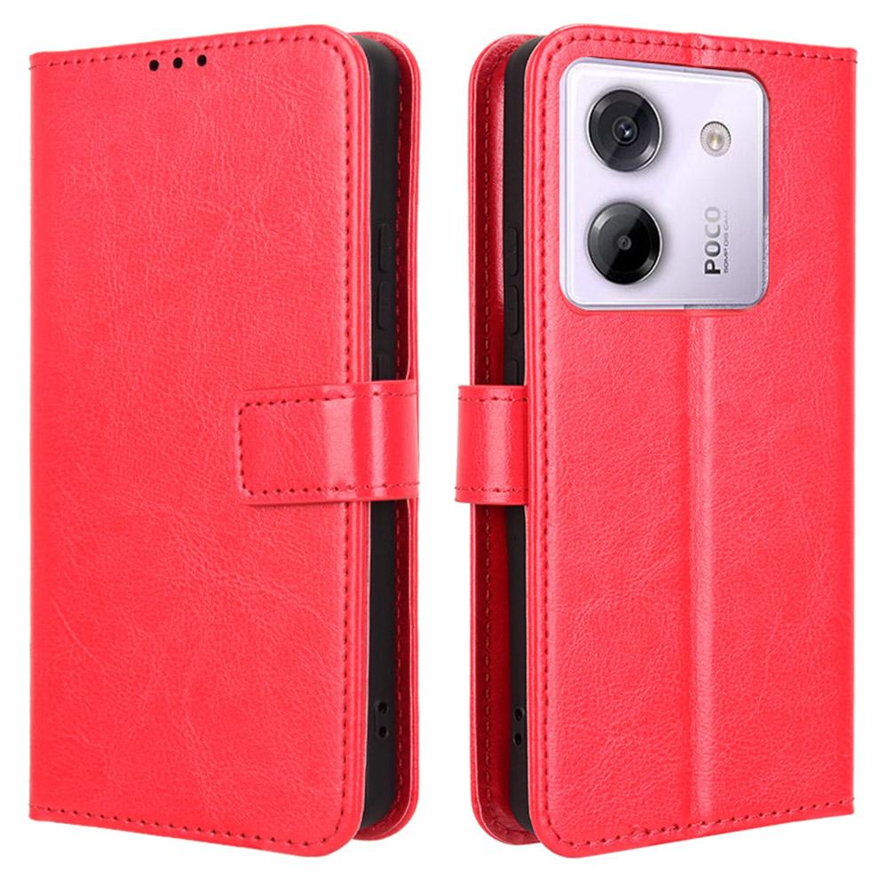 

Чехол для Xiaomi Poco M7 Pro 5G из ПУ кожи с текстурой «Crazy Horse», чехол-кошелек для телефона Red