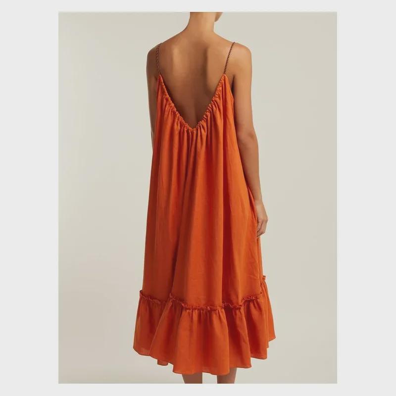 Spot 8078 Umstands-Strandkleid: Europäischer und amerikanischer Stil, sexy ärmelloses Swing-Sommerkleid für Damen