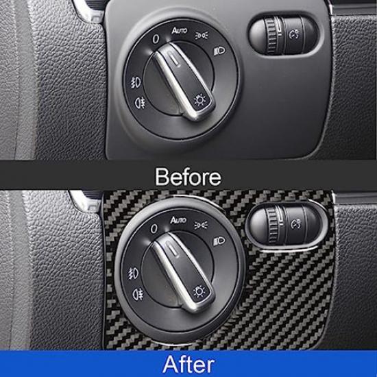 Trendy Carbon Fiber Headlight Switch Button Cover Sticker for Golf 6 082013