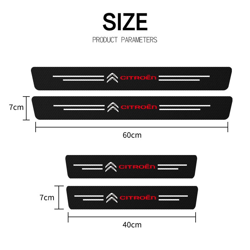 Carbon Fiber Car Door Sill Protective Stickers Films For Citroen C3 C4 C5 C1 C2 Berlingo Celysee Xsara Picasso Car Accessories