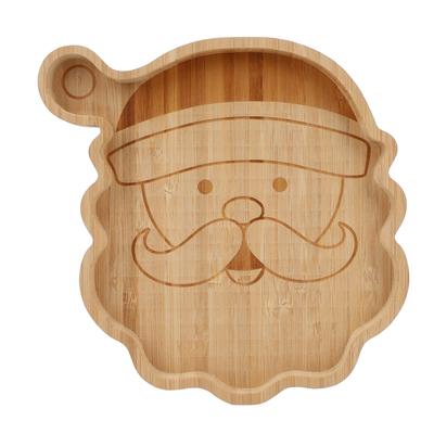 Serviertablett mit Weihnachtsmannmotiv, Holzschale für Desserts, Süßigkeiten, Schmuckaufbewahrung, Weihnachtsdekoration