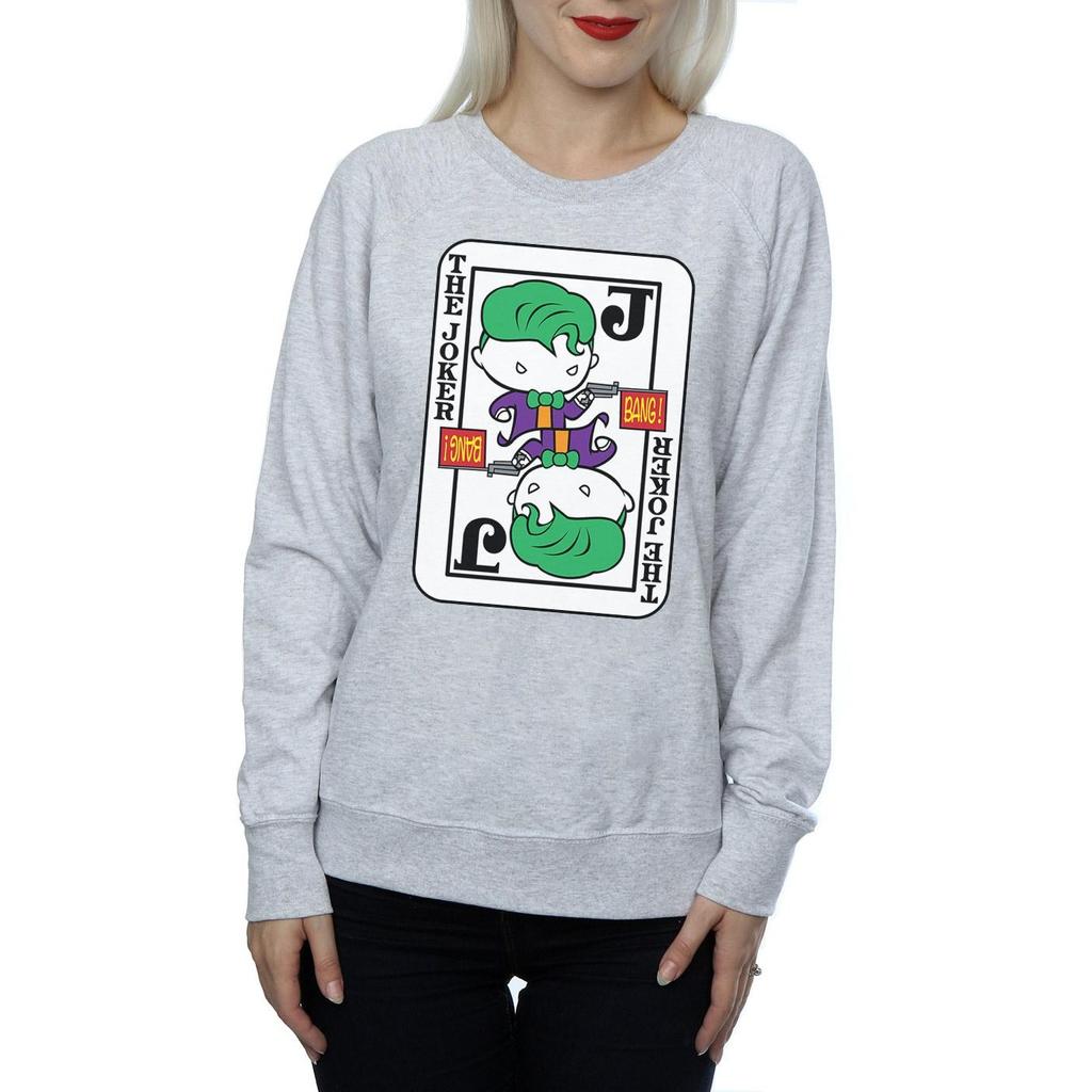 DC Comics Womens/Ladies Chibi Joker Playing Card Sweatshirt