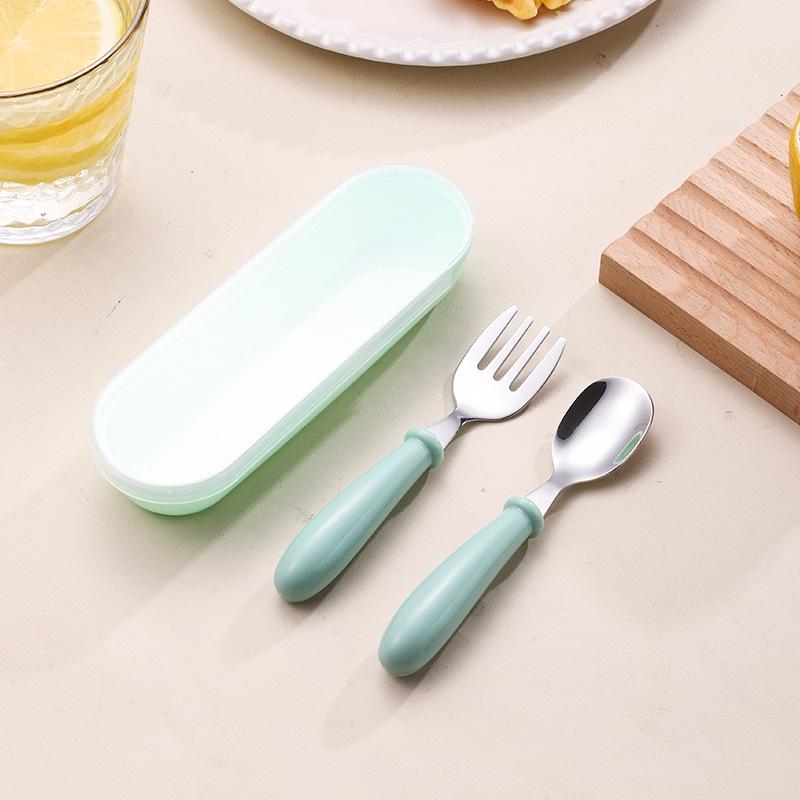 Adorable Toddler-Friendly Stainless Steel Cutlery Set: Portable Knife, Fork, and Spoon for Feeding Training
