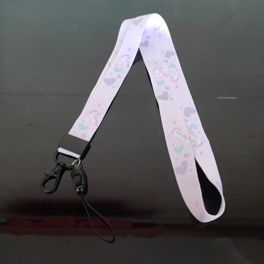 Cartoon Phone Lanyard with Heat Transfer Webbing, Mine Buckle, and Name Tag Holder for Work ID